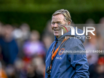 Netherlands trainer coach Ronald Koeman participates in the match training and press conference for the Netherlands on October 7, 2024, at t...