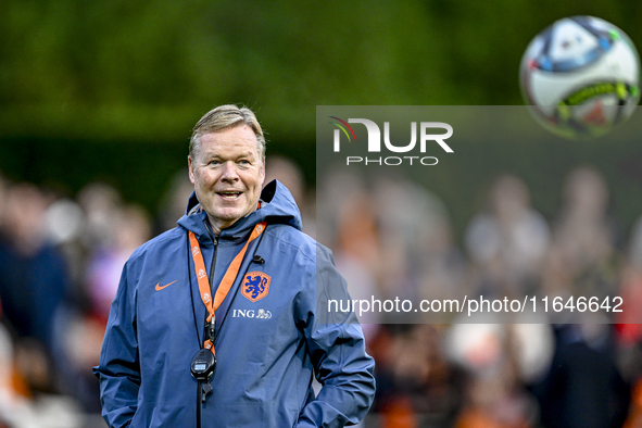 Netherlands trainer coach Ronald Koeman participates in the match training and press conference for the Netherlands on October 7, 2024, at t...