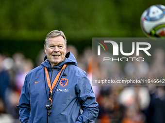 Netherlands trainer coach Ronald Koeman participates in the match training and press conference for the Netherlands on October 7, 2024, at t...