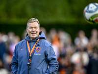 Netherlands trainer coach Ronald Koeman participates in the match training and press conference for the Netherlands on October 7, 2024, at t...