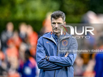 Netherlands assistant trainer Wim Jonk is present during the match training and press conference for the Netherlands on October 7, 2024, at...