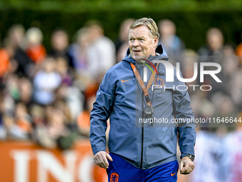 Netherlands trainer coach Ronald Koeman participates in the match training and press conference for the Netherlands on October 7, 2024, at t...