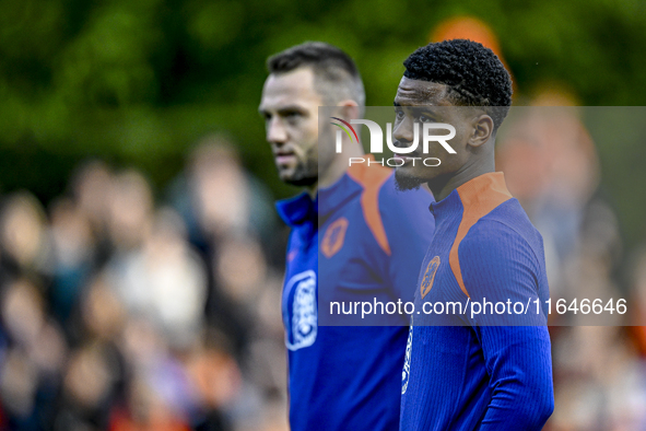 Netherlands player Jorrel Hato participates in the training and press conference for the Netherlands Nations League season 2024-2025 at the...