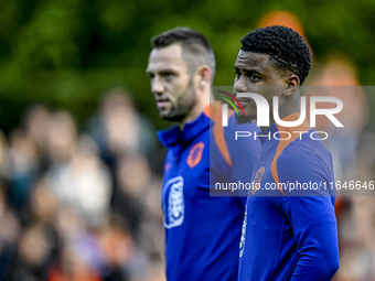 Netherlands player Jorrel Hato participates in the training and press conference for the Netherlands Nations League season 2024-2025 at the...