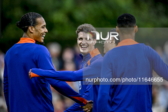 Netherlands players Virgil van Dijk and Guus Til participate in the training and press conference for the Netherlands Nations League season...