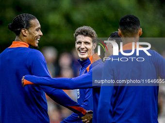 Netherlands players Virgil van Dijk and Guus Til participate in the training and press conference for the Netherlands Nations League season...