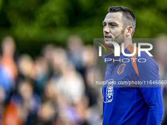 Netherlands player Stefan de Vrij participates in the training and press conference for the Netherlands Nations League season 2024-2025 at t...