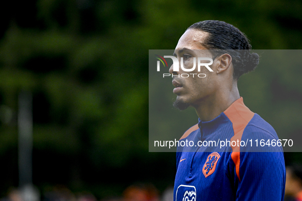 Netherlands player Virgil van Dijk participates in the training and press conference for the Netherlands Nations League season 2024-2025 at...