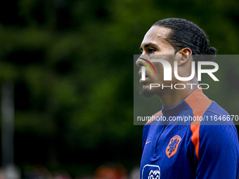 Netherlands player Virgil van Dijk participates in the training and press conference for the Netherlands Nations League season 2024-2025 at...