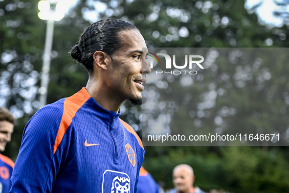 Netherlands player Virgil van Dijk participates in the training and press conference for the Netherlands Nations League season 2024-2025 at...