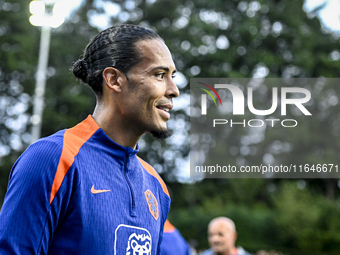 Netherlands player Virgil van Dijk participates in the training and press conference for the Netherlands Nations League season 2024-2025 at...