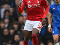 Anthony Elanga of Nottingham Forest participates in the Premier League match between Chelsea and Nottingham Forest at Stamford Bridge in Lon...