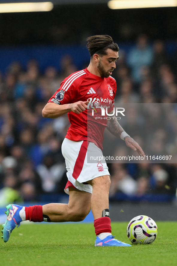 Jota Silva of Nottingham Forest runs with the ball during the Premier League match between Chelsea and Nottingham Forest at Stamford Bridge...