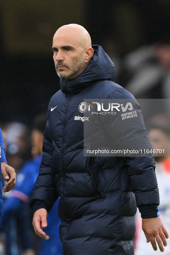 Enzo Maresca is the Chelsea manager during the Premier League match between Chelsea and Nottingham Forest at Stamford Bridge in London, Engl...