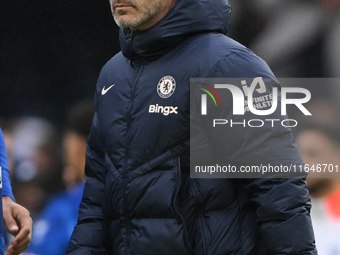 Enzo Maresca is the Chelsea manager during the Premier League match between Chelsea and Nottingham Forest at Stamford Bridge in London, Engl...