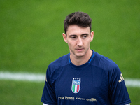 Andrea Cambiaso of Juventus attends the Italy training camp session in Coverciano, Florence, on October 7, 2024. (