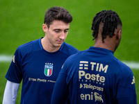 Andrea Cambiaso of Juventus attends the Italy training camp session in Coverciano, Florence, on October 7, 2024. (