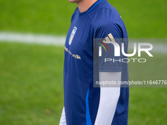 Andrea Cambiaso of Juventus attends the Italy training camp session in Coverciano, Florence, on October 7, 2024. (