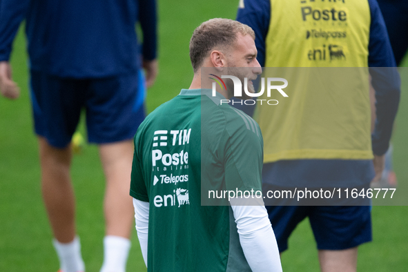 Michele di Gregorio attends the Italy training camp session in Coverciano, Florence, on October 7, 2024 