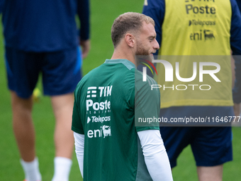 Michele di Gregorio attends the Italy training camp session in Coverciano, Florence, on October 7, 2024 (