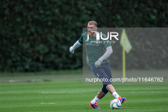 Michele di Gregorio of Juventus attends the Italy training camp session in Coverciano, Florence, on October 7, 2024 