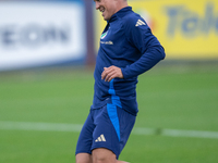 Giacomo Raspadori of SSC Napoli and Juventus attends the Italy training camp session in Coverciano, Florence, on October 7, 2024. (