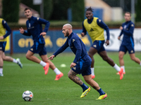 Federico Dimarco of Inter FC attends the Italy training camp session in Coverciano, Florence, on October 7, 2024. (