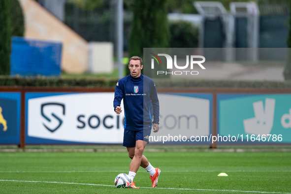 Davide Frattesi of Inter FC attends the Italy training camp session in Coverciano, Florence, on October 7, 2024. 