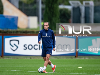 Davide Frattesi of Inter FC attends the Italy training camp session in Coverciano, Florence, on October 7, 2024. (