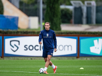 Davide Frattesi of Inter FC attends the Italy training camp session in Coverciano, Florence, on October 7, 2024. (