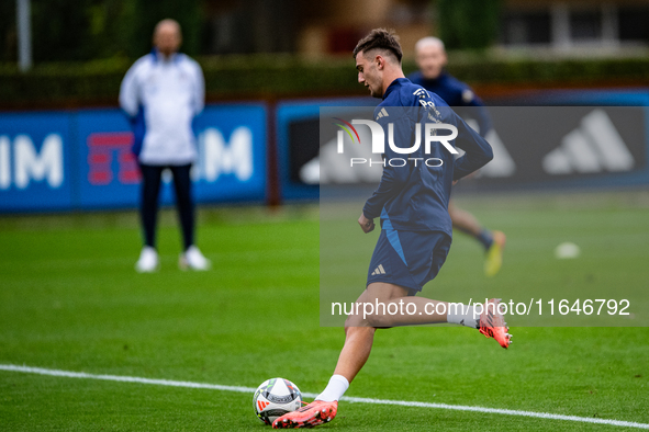 Lorenzo Lucca of Udinese attends the Italy training camp session in Coverciano, Florence, on October 7, 2024. 