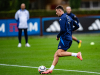 Lorenzo Lucca of Udinese attends the Italy training camp session in Coverciano, Florence, on October 7, 2024. (