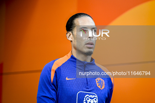 Netherlands player Virgil van Dijk participates in the training and press conference for the Netherlands Nations League season 2024-2025 at...