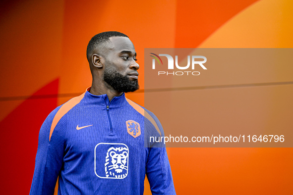 Netherlands player Lutsharel Geertruida participates in the training and press conference for the Netherlands Nations League season 2024-202...