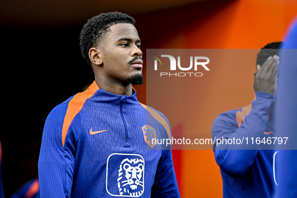 Netherlands player Jorrel Hato participates in the training and press conference for the Netherlands Nations League season 2024-2025 at the...