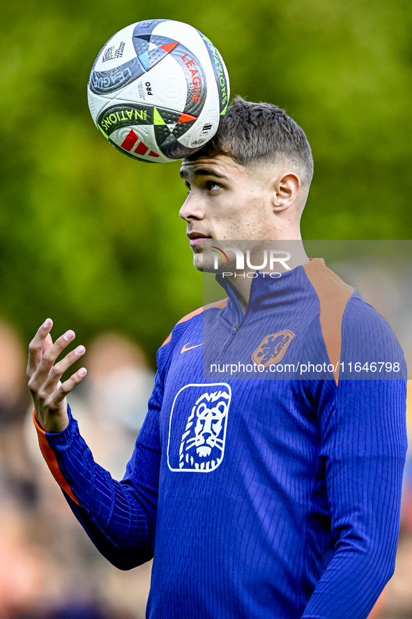 Netherlands player Mickey van de Ven participates in the training and press conference for the Netherlands Nations League season 2024-2025 a...