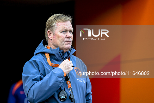 Netherlands trainer coach Ronald Koeman participates in the match training and press conference for the Netherlands on October 7, 2024, at t...