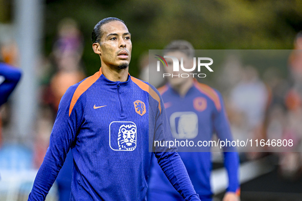 Netherlands player Virgil van Dijk participates in the training and press conference for the Netherlands Nations League season 2024-2025 at...