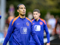 Netherlands player Virgil van Dijk participates in the training and press conference for the Netherlands Nations League season 2024-2025 at...