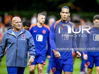 Netherlands player Virgil van Dijk participates in the training and press conference for the Netherlands Nations League season 2024-2025 at...