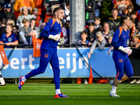 Netherlands goalkeeper Bart Verbruggen participates in the training and press conference for the Netherlands Nations League season 2024-2025...