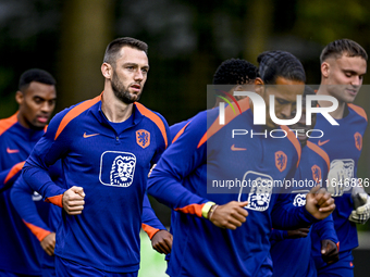 Netherlands player Stefan de Vrij participates in the training and press conference for the Netherlands Nations League season 2024-2025 at t...