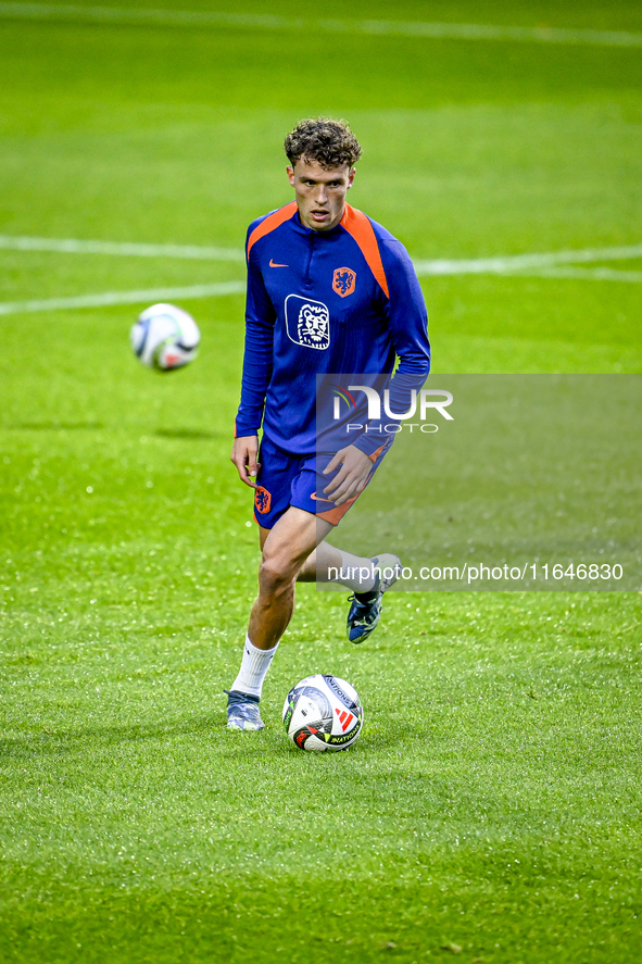 Netherlands player Mats Wieffer participates in the training and press conference for the Netherlands on October 7, 2024, at the KNVB Campus...