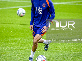 Netherlands player Mats Wieffer participates in the training and press conference for the Netherlands on October 7, 2024, at the KNVB Campus...