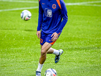 Netherlands player Mats Wieffer participates in the training and press conference for the Netherlands on October 7, 2024, at the KNVB Campus...