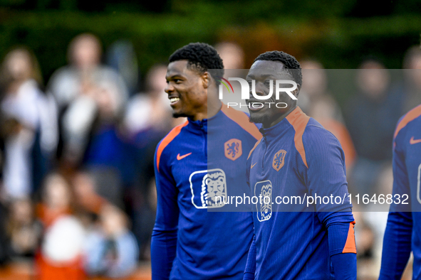 Netherlands players Denzel Dumfries and Brian Brobbey participate in the training and press conference for the Netherlands Nations League se...