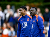 Netherlands players Denzel Dumfries and Brian Brobbey participate in the training and press conference for the Netherlands Nations League se...