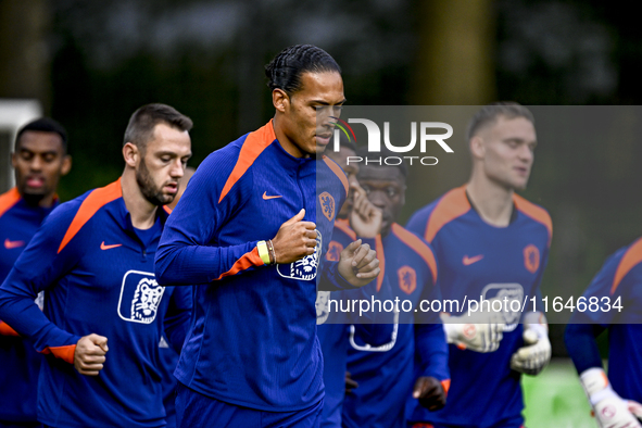 Netherlands player Virgil van Dijk participates in the training and press conference for the Netherlands Nations League season 2024-2025 at...