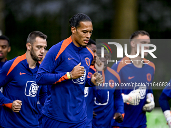 Netherlands player Virgil van Dijk participates in the training and press conference for the Netherlands Nations League season 2024-2025 at...