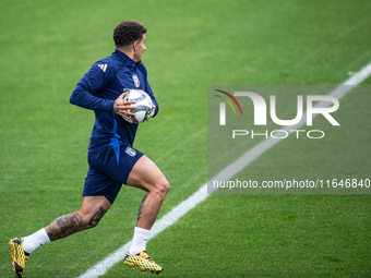 Giovanni di Lorenzo of SSC Napoli attends the Italy training camp session in Coverciano, Florence, on October 7, 2024. (